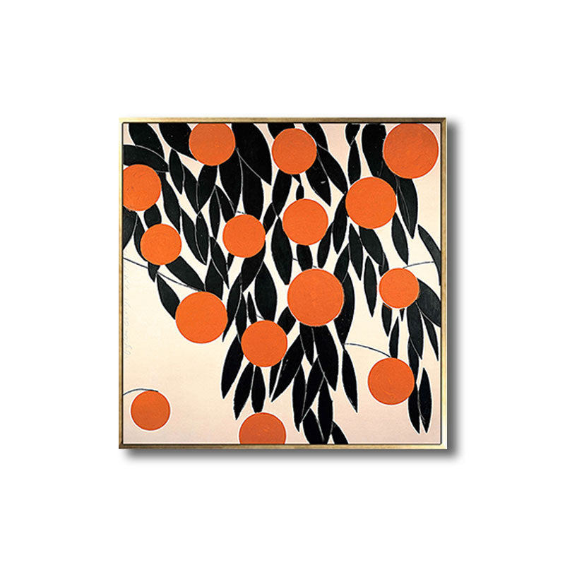Scandinavian Style Leaves Pattern Art Canvas Orange Natural Botanical Wall Decor