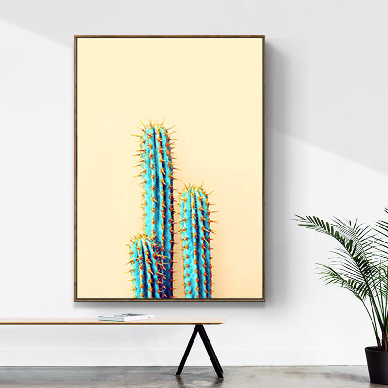 Minimalistischer Kaktus-Leinwanddruck in sanften Farben für die Wanddekoration im Wohnzimmer, mehrere Größenoptionen