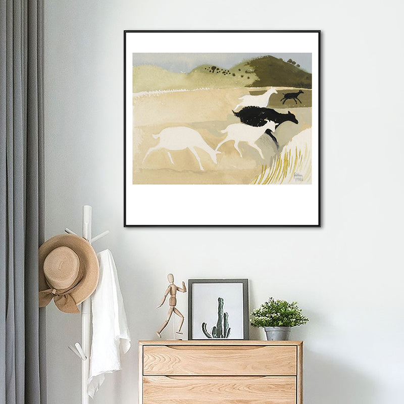 Dark Color Wild Animal Painting Textured Wall Art Print for Bedroom, Multiple Size Options