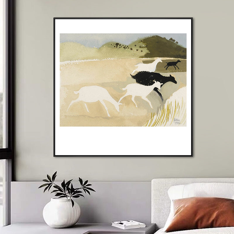 Dark Color Wild Animal Painting Textured Wall Art Print for Bedroom, Multiple Size Options