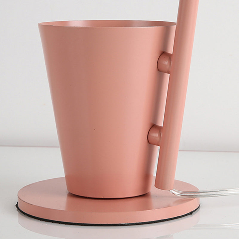 Lámpara de escritorio de tono metálico de domo Estilo contemporáneo 1 Bulbo de lectura negra/gris Luz de libro con taza de almacenamiento