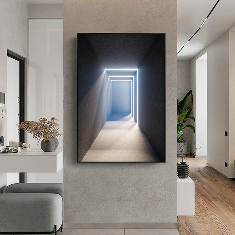 Dark Color Building Art Print Textured Scandinavian Living Room Canvas, Multiple Sizes