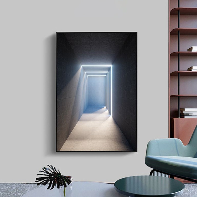 Dark Color Building Art Print Textured Scandinavian Living Room Canvas, Multiple Sizes