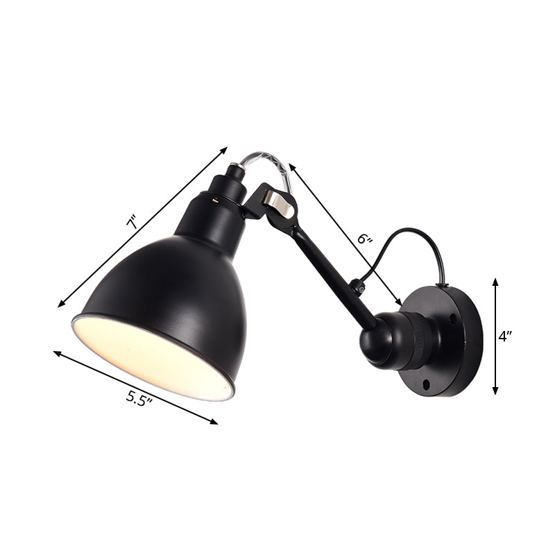 Modern Style 1 Head Wall Mounted Lamp with Metal Shade Black/White Domed Sconce Lighting for Living Room