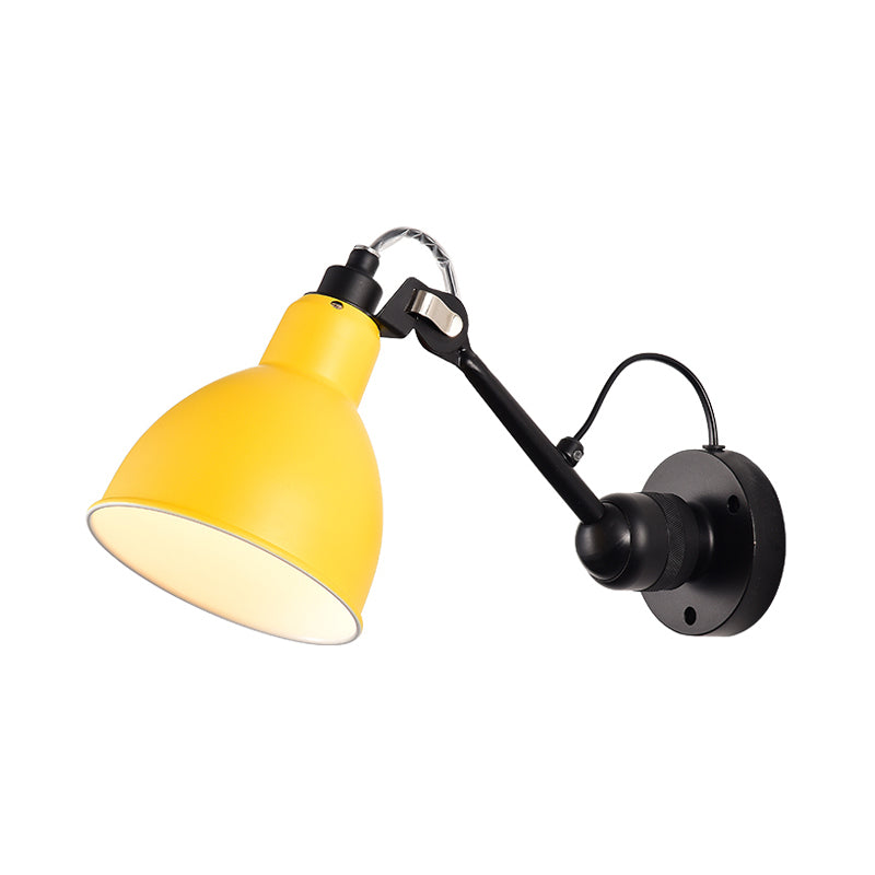 Modern Style 1 Head Wall Mounted Lamp with Metal Shade Black/White Domed Sconce Lighting for Living Room