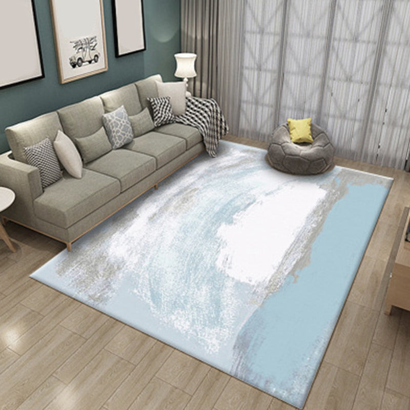 Pink and Green Bedroom Rug Modern Abstract Pattern Area Rug Polyester Stain-Resistant Carpet