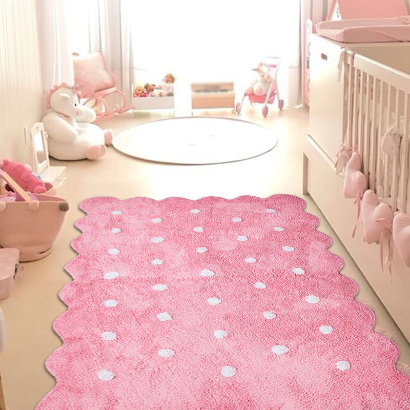 Tapis irrégulier pour enfants élégants dans le tapis de motif à pois rose et gris