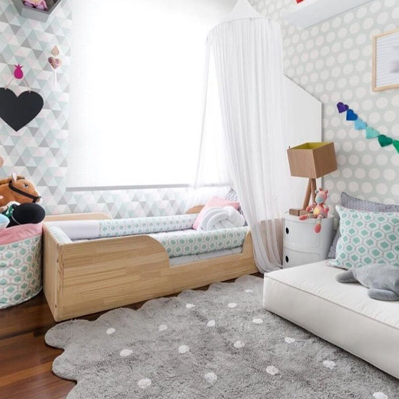 Tapis irrégulier pour enfants élégants dans le tapis de motif à pois rose et gris