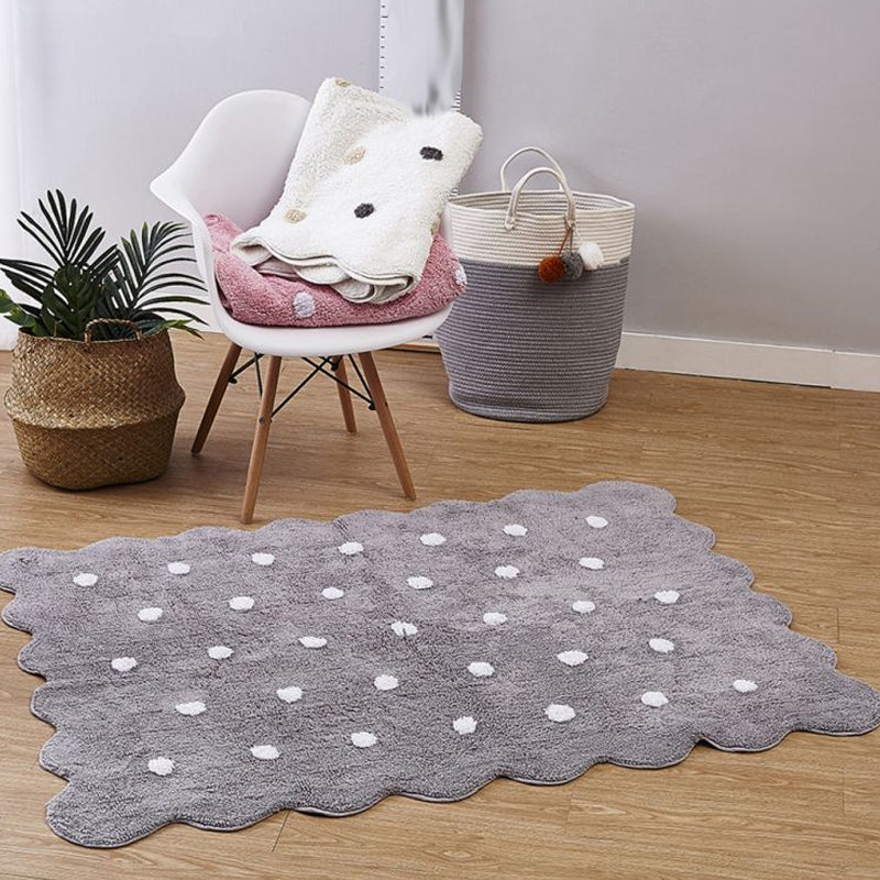Tapis irrégulier pour enfants élégants dans le tapis de motif à pois rose et gris