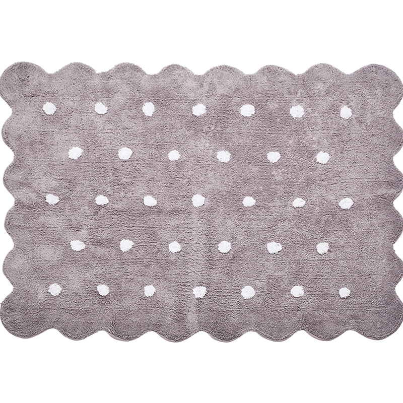 Tapis irrégulier pour enfants élégants dans le tapis de motif à pois rose et gris