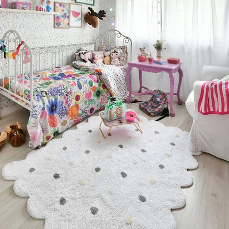Tapis irrégulier pour enfants élégants dans le tapis de motif à pois rose et gris