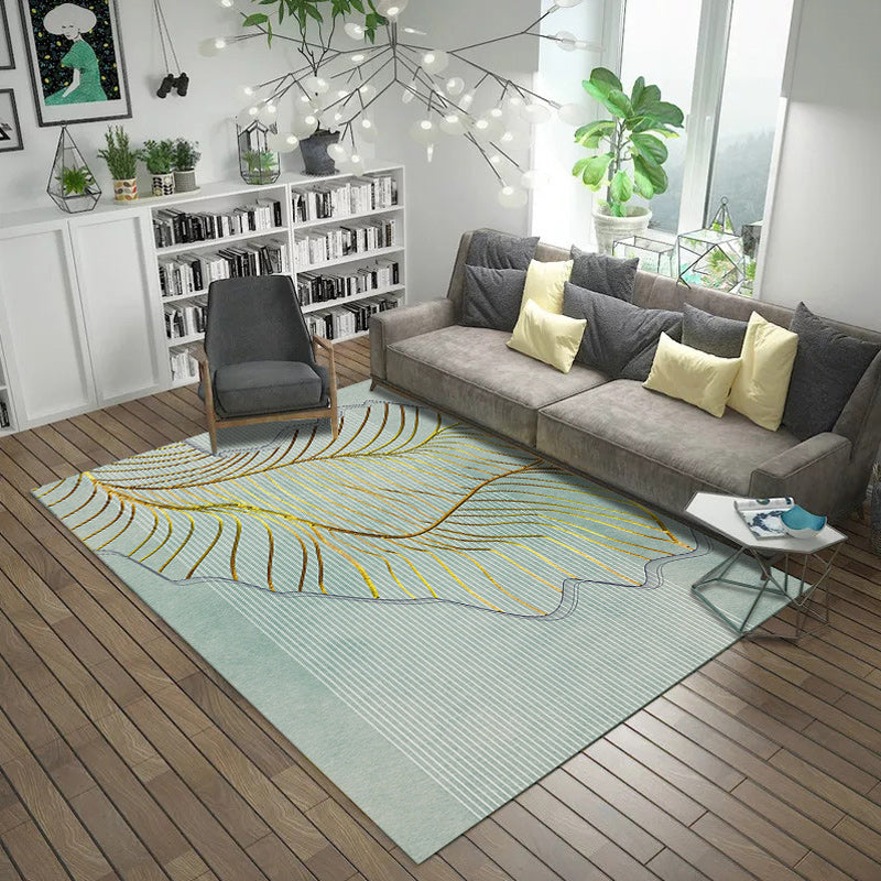 Modern Living Room Tapijt in zwart en groen abstracte gedraaide lijn Print Rug Polyester Pet Friendly Area Rug