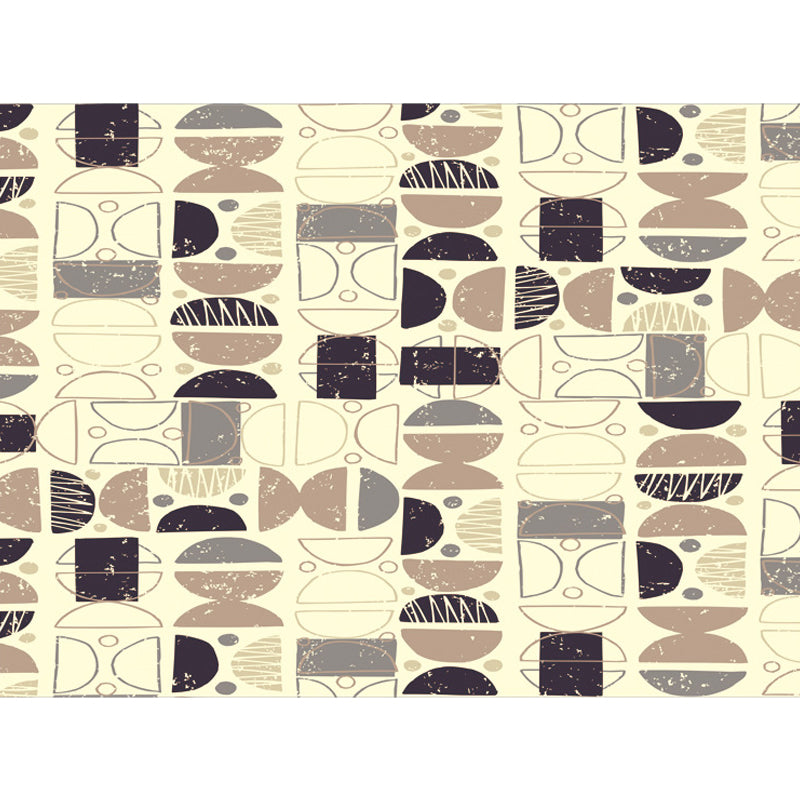 Minimalist Modern Rug in Yellow Semicircle Pattern Rug Polyester Stain-Resistant Carpet for Home Decoration
