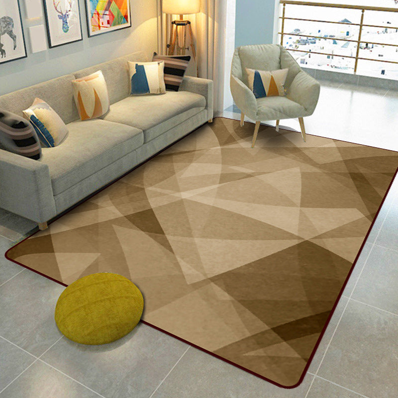 Scandinavian Modern Rug in Brown Colorblock Pattern Rug Polyester Stain-Resistant Carpet for Home Decoration