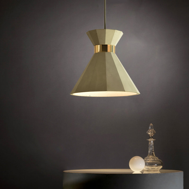 Luz de colgante geométrico Cemento nórdico 1 Luz de techo colgante gris claro, 9 "/10" de ancho