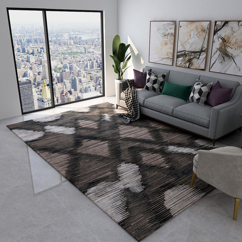 Minimalist Modern Rug in Brown and Pink Abstract Pattern Rug Polyester Pet Friendly Carpet for Home Decoration