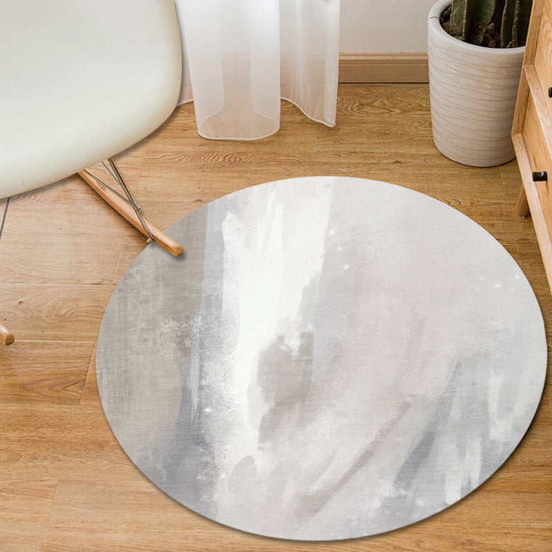 Modern Living Room Rug in Grey and Pink Abstract Painting Print Rug Polyester Anti-Slip Area Rug