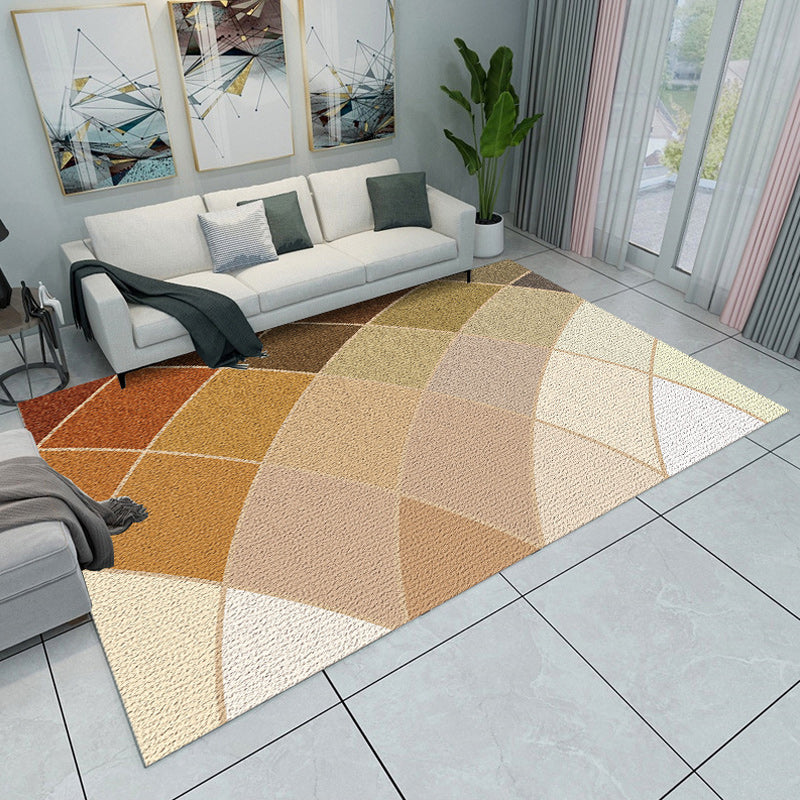 Modern Living Room Rug Multicolored Color Block Geometry Print Rug Polyester Machine Washable Area Rug