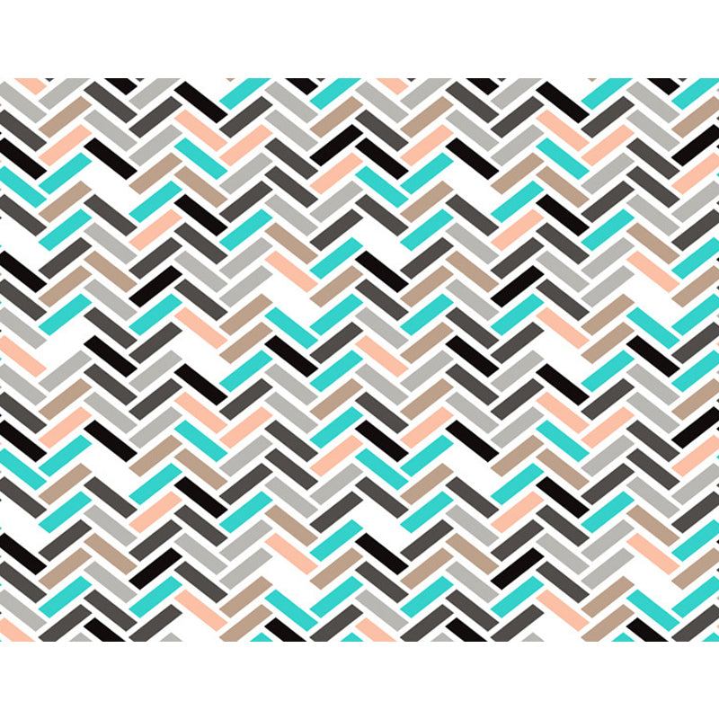 Pink and Green Bedroom Rug Modern Rectangle Pattern Area Rug Polyester Anti-Slip Backing Carpet