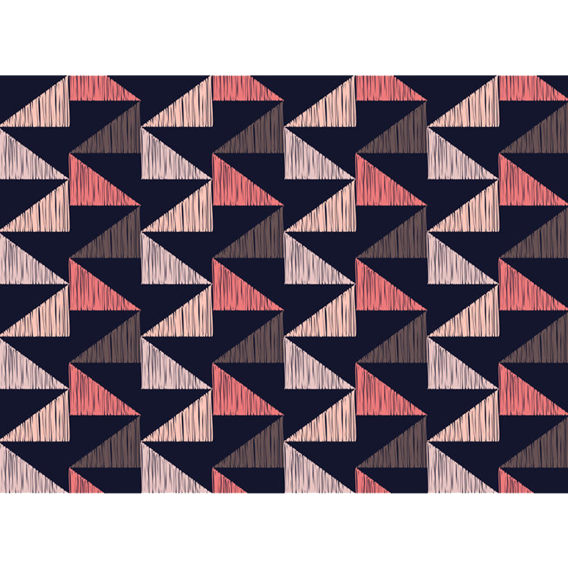 Black Bedroom Rug Modern Geometric Triangle Pattern Area Rug Polyester Stain-Resistant Carpet