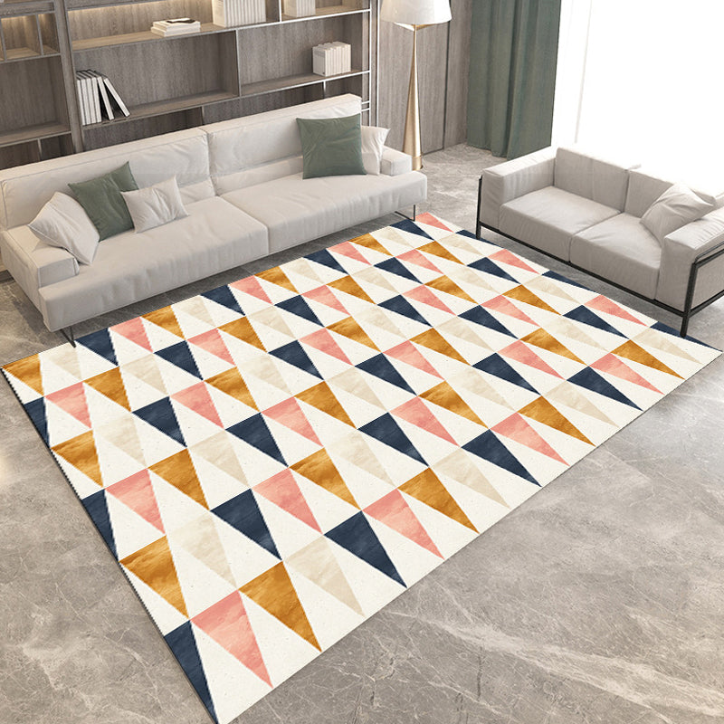 Simple Modern Rug in Grey and Brown Geometry Pattern Rug Polyester Stain-Resistant Carpet for Home Decoration