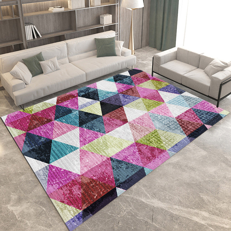 Casual Modern Rug in Black and Yellow Colorblock Geometry Pattern Rug Polyester Anti-Slip Carpet for Home Decoration