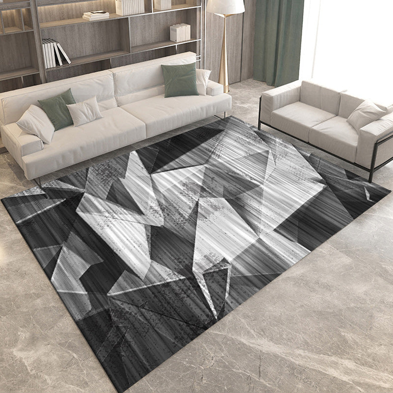 Casual Modern Rug in Black and Yellow Colorblock Geometry Pattern Rug Polyester Anti-Slip Carpet for Home Decoration