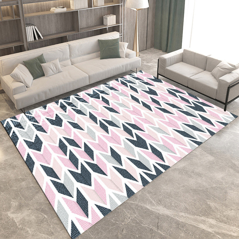 Casual Modern Rug in Black and Yellow Colorblock Geometry Pattern Rug Polyester Anti-Slip Carpet for Home Decoration