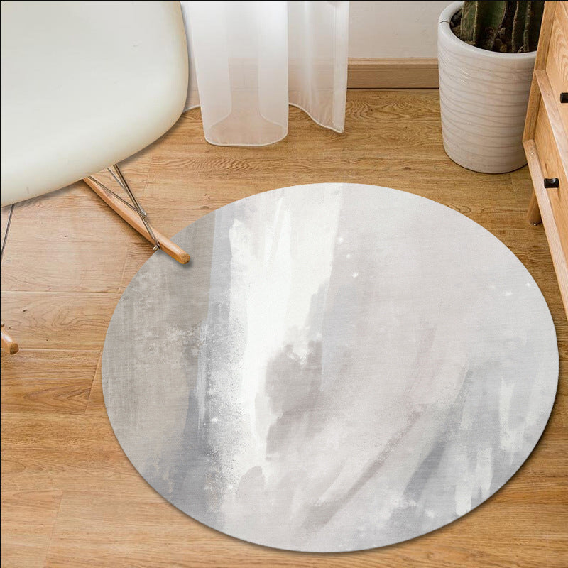 Simple Modern Rug in Blue and Green Abstract Oil Painting Pattern Rug Polyester Machine Washable Carpet for Home Decor