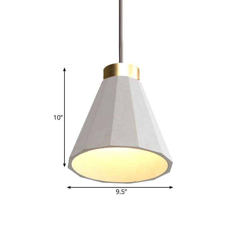 Iluminación colgante de tono de sombra en forma de cono de 8.5 "/9.5" Cemento industrial de cemento industrial 1 Luz de techo colgante de gris claro