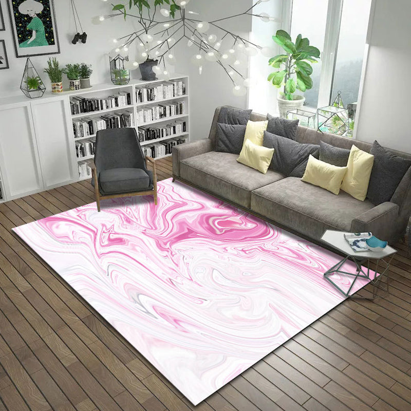 Simple Modern Rug in White and Black Abstract Painting Pattern Rug Polyester Anti-Slip Carpet for Home Decoration