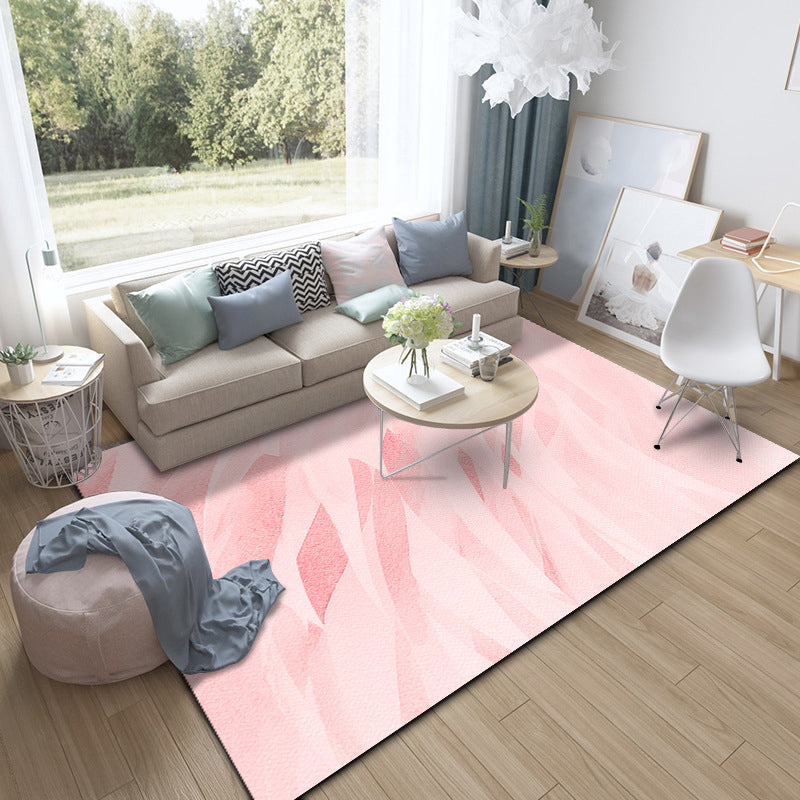 Modern Living Room Rug in Pink and Brown Abstract Twisted Line Print Rug Polyester Non-Slip Backing Area Rug