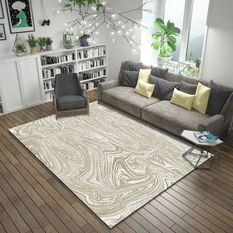 Modern Living Room Rug in Pink and Brown Abstract Twisted Line Print Rug Polyester Non-Slip Backing Area Rug