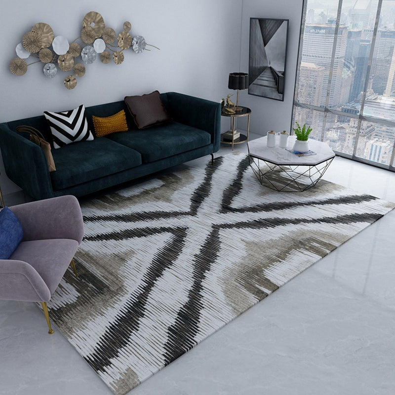 Pink and Brown Bedroom Rug Modern Abstract Diamond Pattern Area Rug Polyester Anti-Slip Backing Carpet