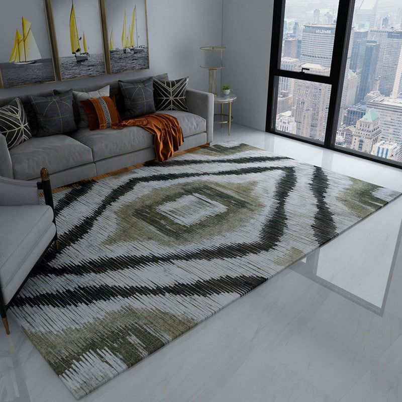 Pink and Brown Bedroom Rug Modern Abstract Diamond Pattern Area Rug Polyester Anti-Slip Backing Carpet