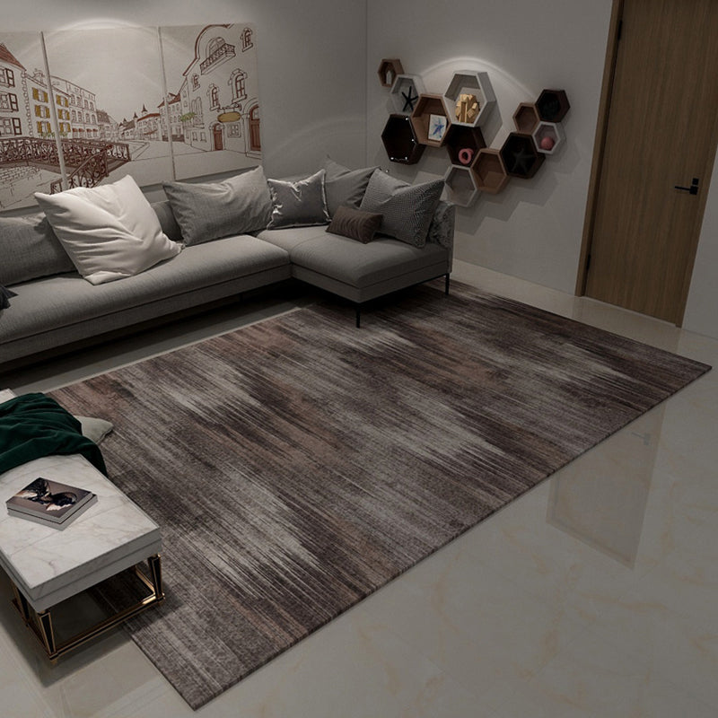Nordic Modern Rug in Brown and Black Abstract Stripe Pattern Rug Polyester Stain-Resistant Carpet for Home Decoration