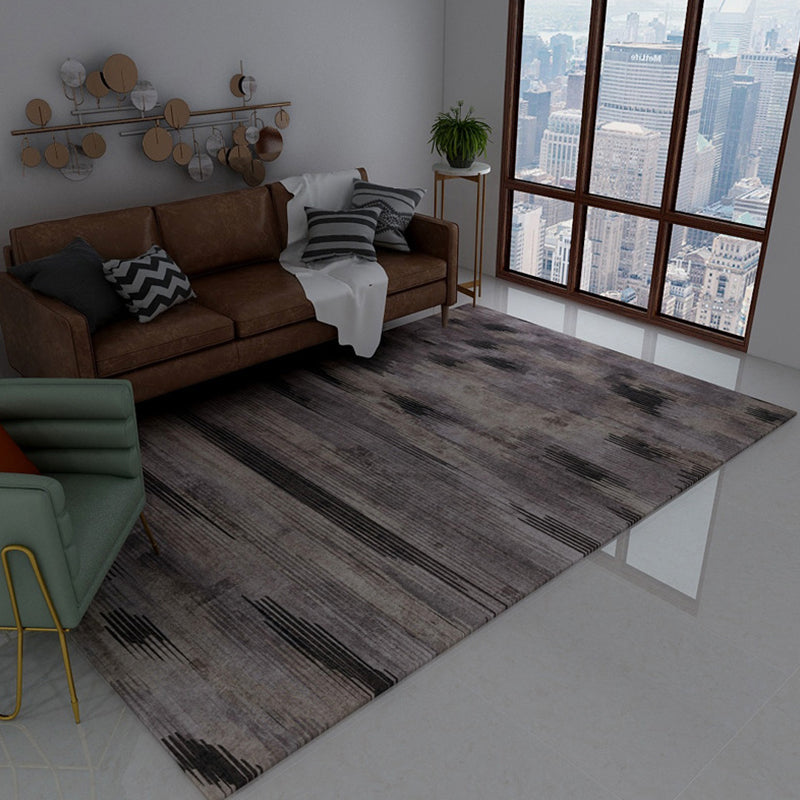 Nordic Modern Rug in Brown and Black Abstract Stripe Pattern Rug Polyester Stain-Resistant Carpet for Home Decoration