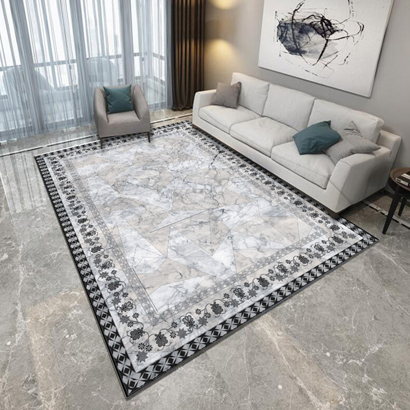 Novelty Modern Rug in Grey and Blue Abstract Splatter Pattern Rug Polyester Non-Slip Carpet for Home Decoration