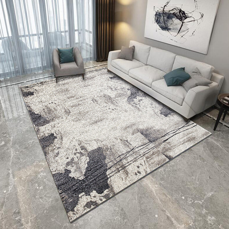 Novelty Modern Rug in Grey and Blue Abstract Splatter Pattern Rug Polyester Non-Slip Carpet for Home Decoration