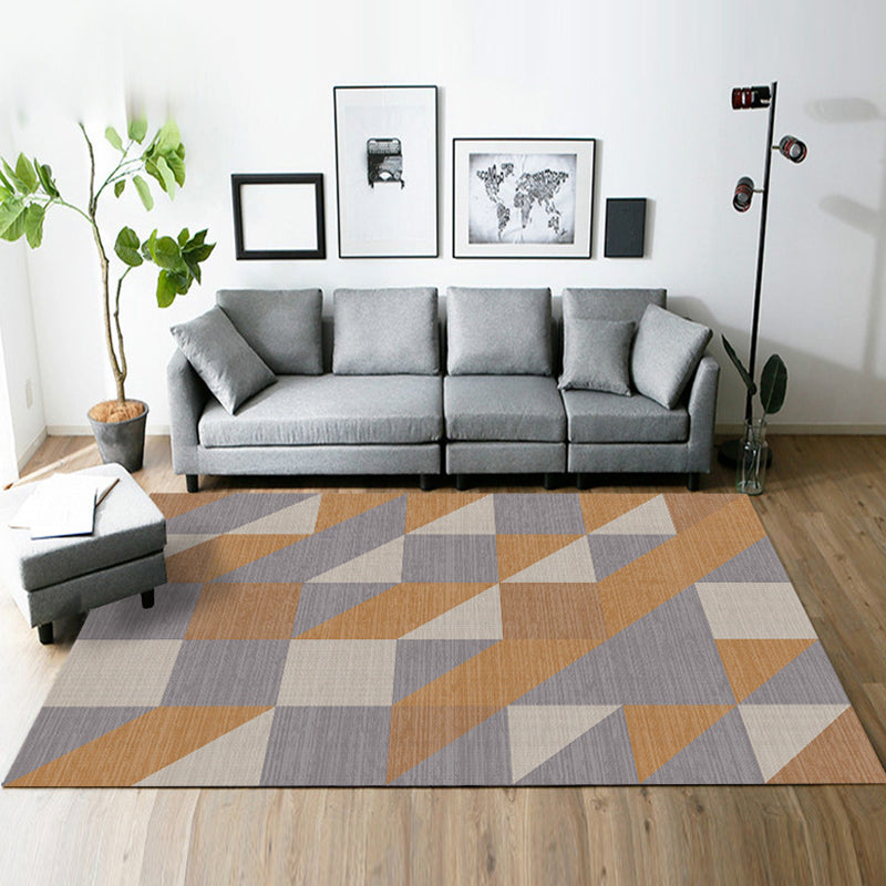 Modern Living Room Rug in Grey and Green Geometric Triangle Print Rug Polyester Pet Friendly Area Rug