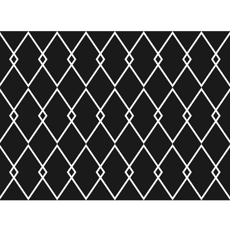 Scandinavian Modern Rug in Black Geometry Rhombus Pattern Rug Polyester Anti-Slip Carpet for Home Decoration