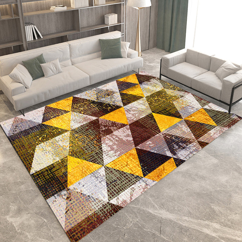 Modern Living Room Rug Multi-colored Geometric Print Rug Polyester Anti-Slip Backing Area Rug