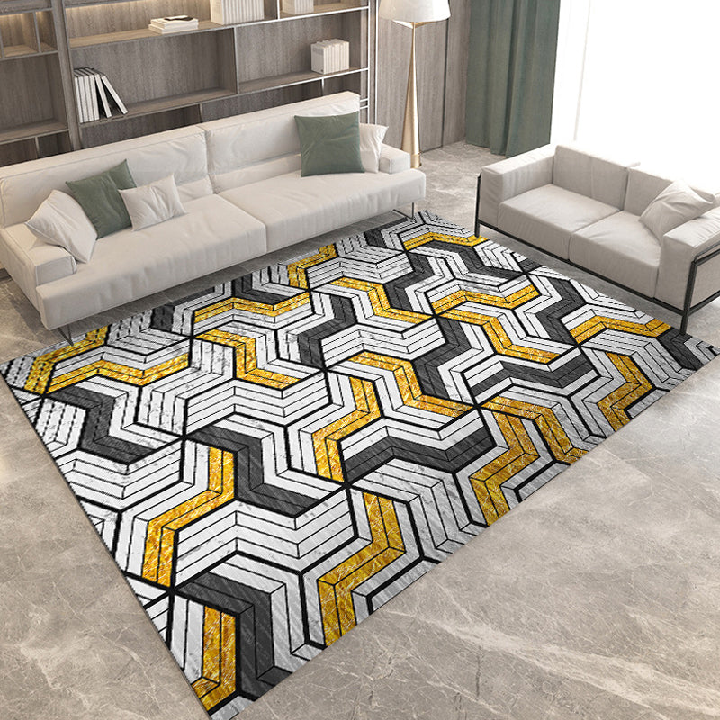 Modern Living Room Rug Multi-colored Geometric Print Rug Polyester Anti-Slip Backing Area Rug