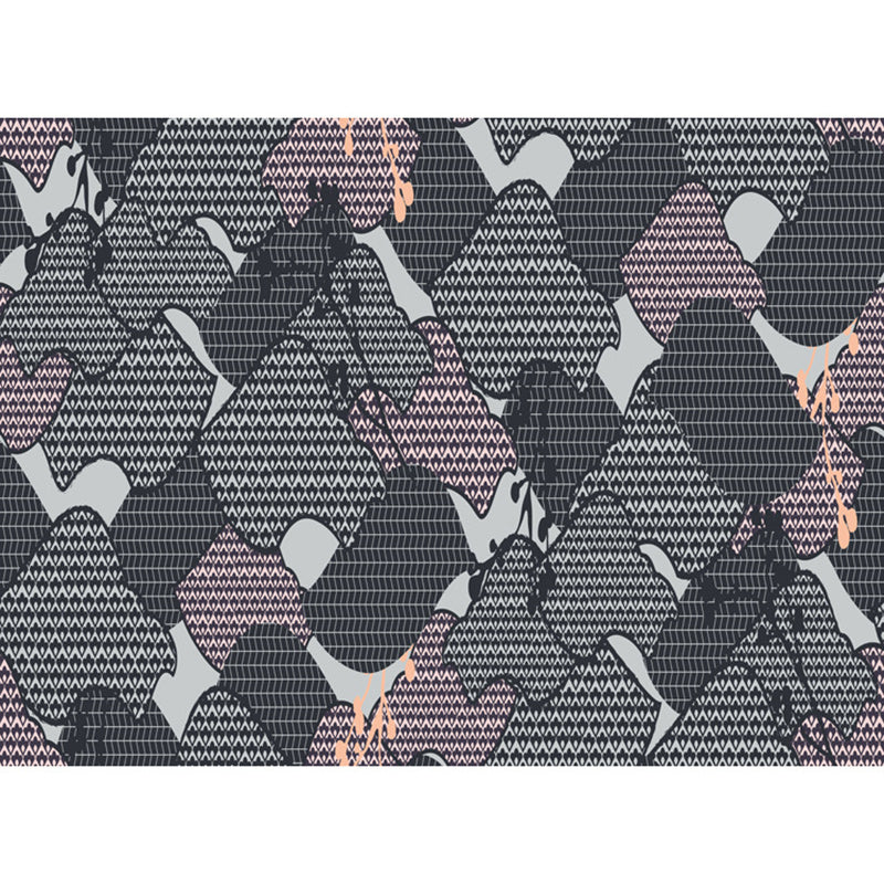 Grey Bedroom Rug Modern Abstract Stripe Twisted Line Pattern Area Rug Polyester Anti-Slip Backing Carpet