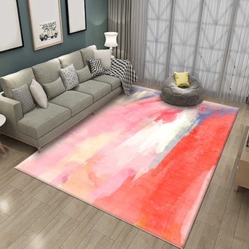 Modern Living Room Rug in Green and Blue Abstract Painting Print Rug Polyester Pet Friendly Area Rug