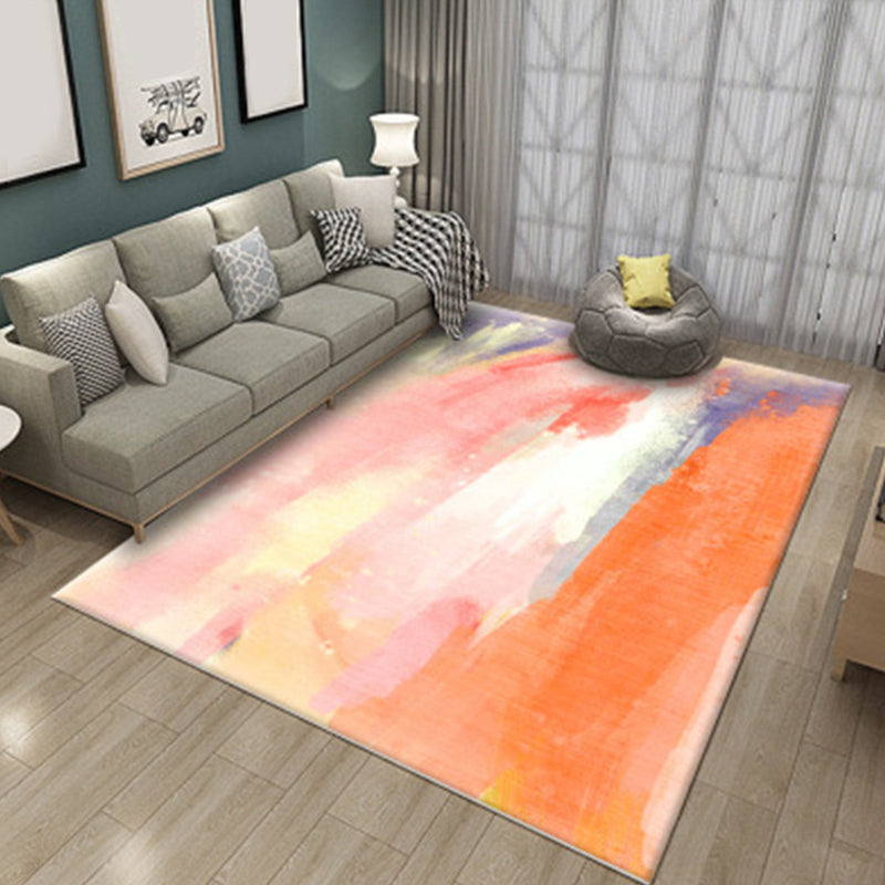 Modern Living Room Rug in Green and Blue Abstract Painting Print Rug Polyester Pet Friendly Area Rug