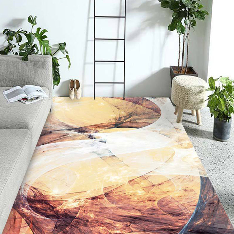 Modern Living Room Rug in Orange and Purple Abstract Painting Print Rug Polyester Anti-Slip Backing Area Rug