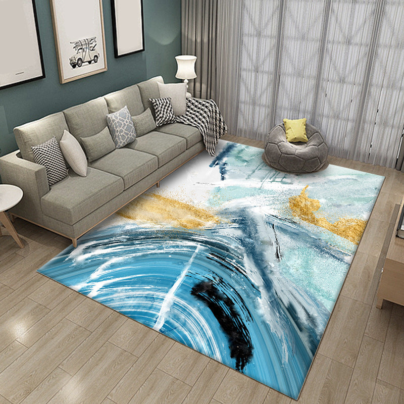 Novelty Modern Rug in Purple and Blue Abstract Painting Pattern Rug Polyester Non-Slip Carpet for Home Decoration