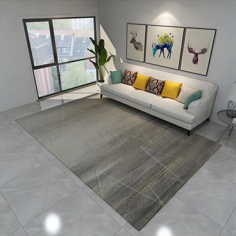 Grey and Blue Bedroom Rug Modern Abstract Pattern Area Rug Polyester Anti-Slip Backing Carpet