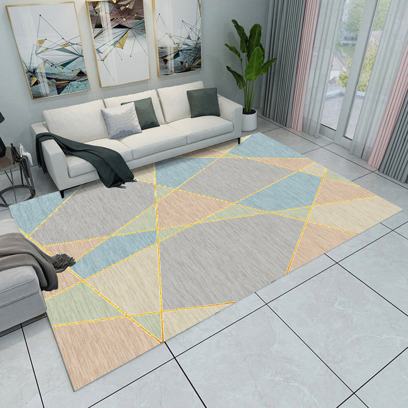 Novelty Modern Rug Colorful Colorblock Geometry Pattern Rug Polyester Stain-Resistant Carpet for Home Decoration